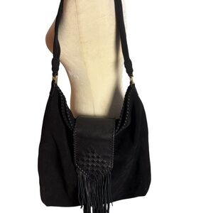 Margot Leather- Suede Whimsigoth Fringe Shoulder Tote Stylish Spacious Bag PreLV